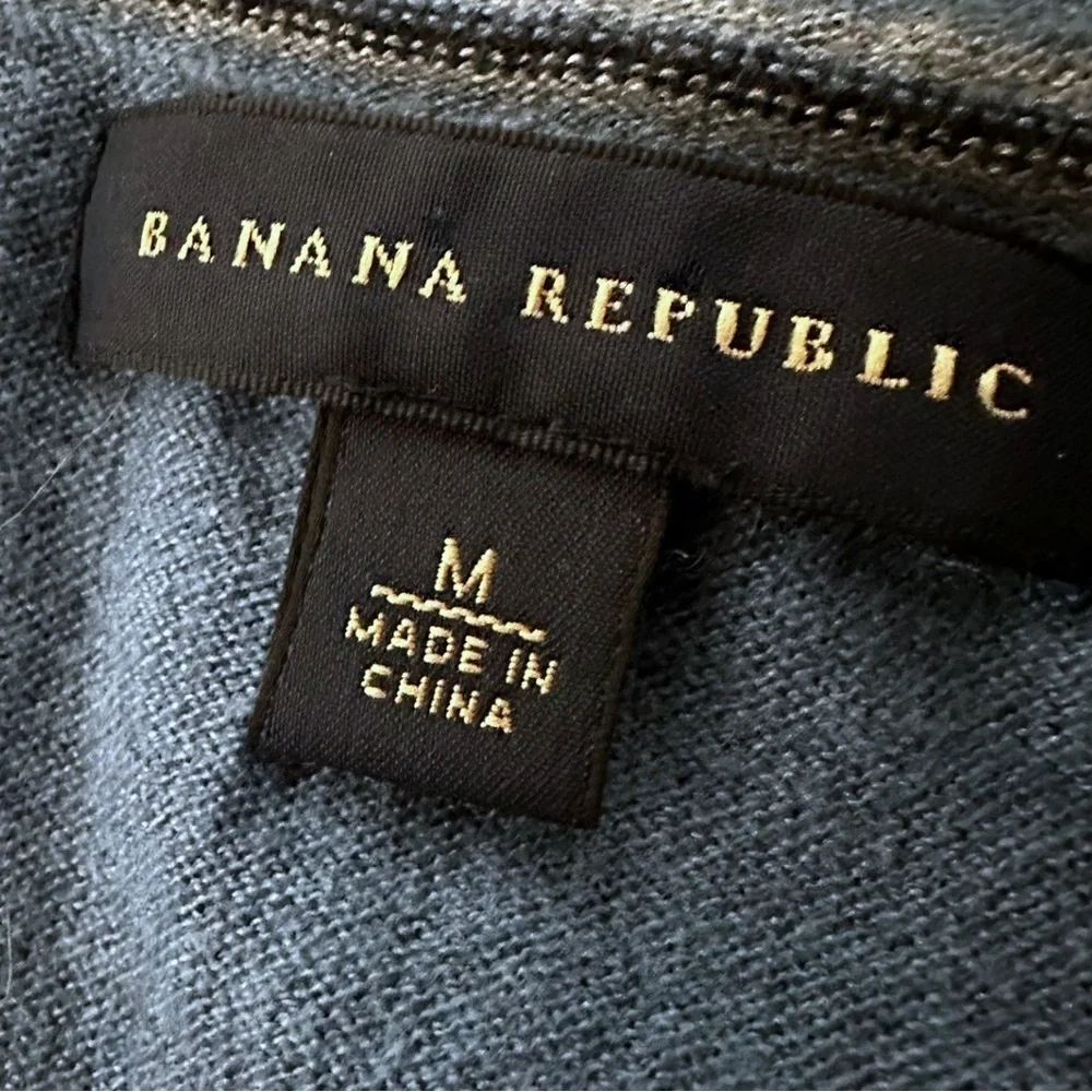 Banana Republic Mens Cardigan Sweater Sz M Silk Cashmere Blend V Neck Blue Casua